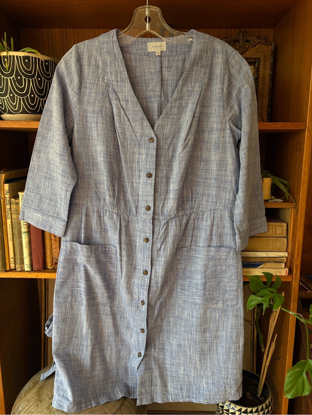 Jigsaw 100% Cotton Light Blue Shirt Dress M